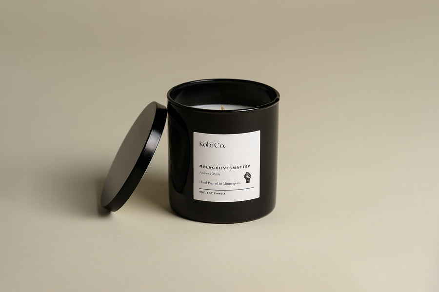 TLC Candle Co. | 2 lb. White with Black Stripe Cement Home Decor Soy Candle Create